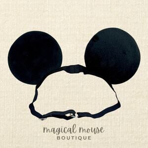 Black Velvet Bow-Free Elastic Mickey Ears | Disney-Inspired Mouse Ears Headband